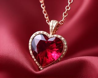 Ruby heart necklace Valentine gift